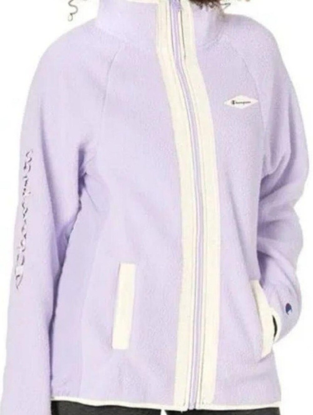 Champion Women's Size Medium Lilac Logo Zip Up Fleece Jacket